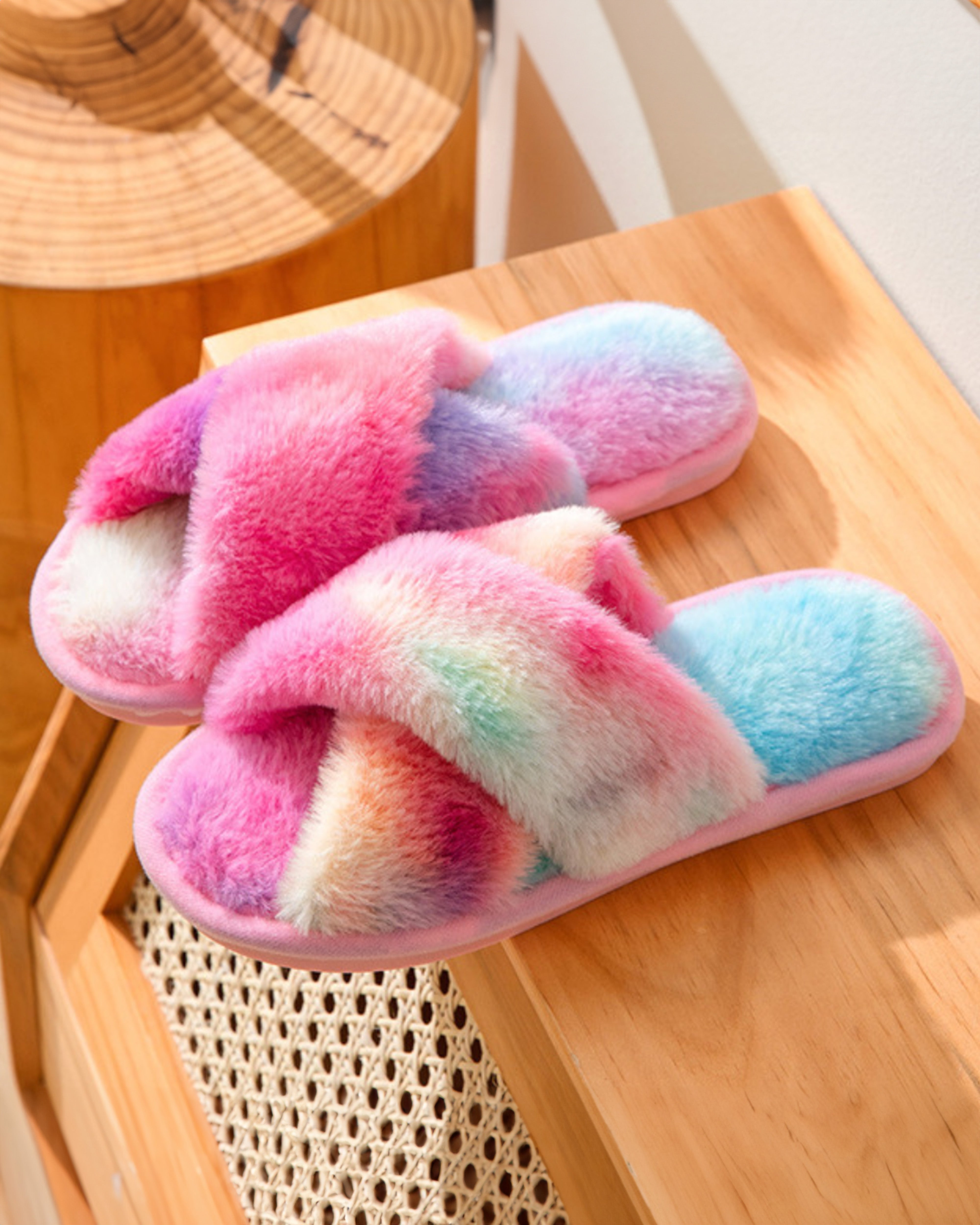Easylux - fluffy Slippers - Rainbow Pink